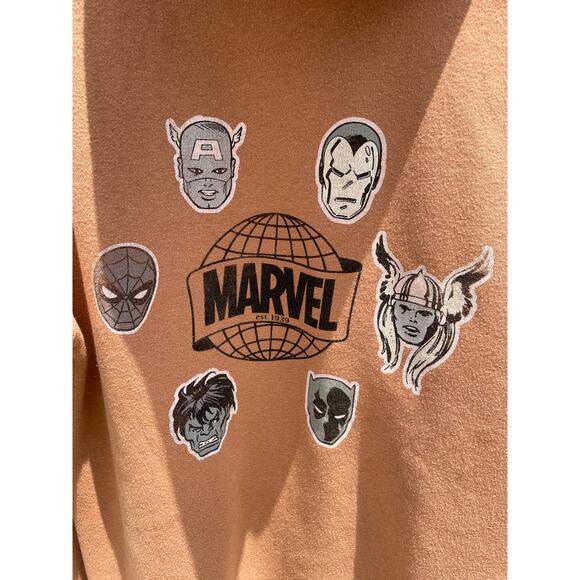 Marvel Hoodie Brown Globe Logo Superheroes Unisex M - Picture 5 of 5